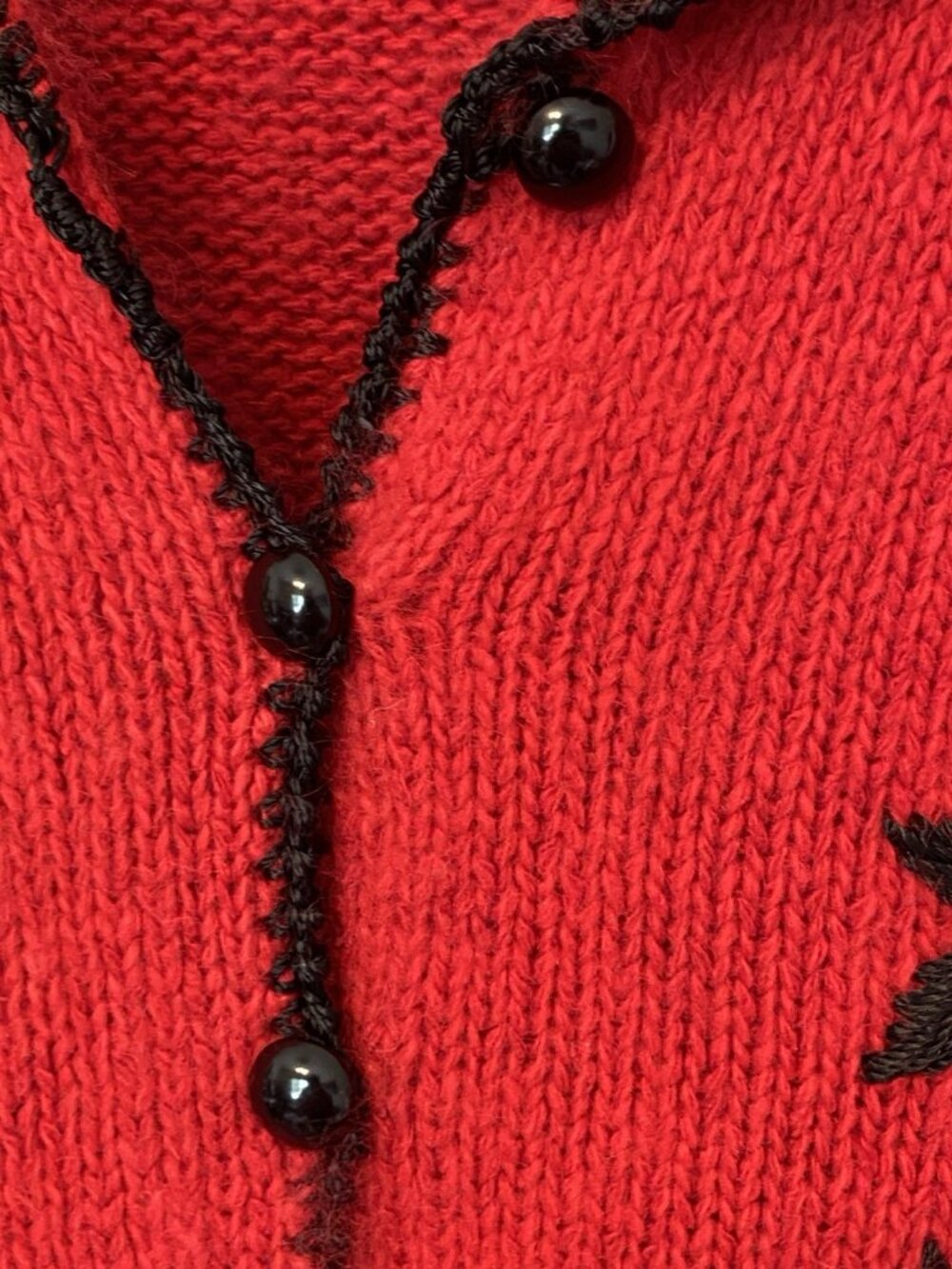 Samantha Taylor Women's L Red Embroidered Artsy Light Sweater Cardigan - Picture 4 of 6